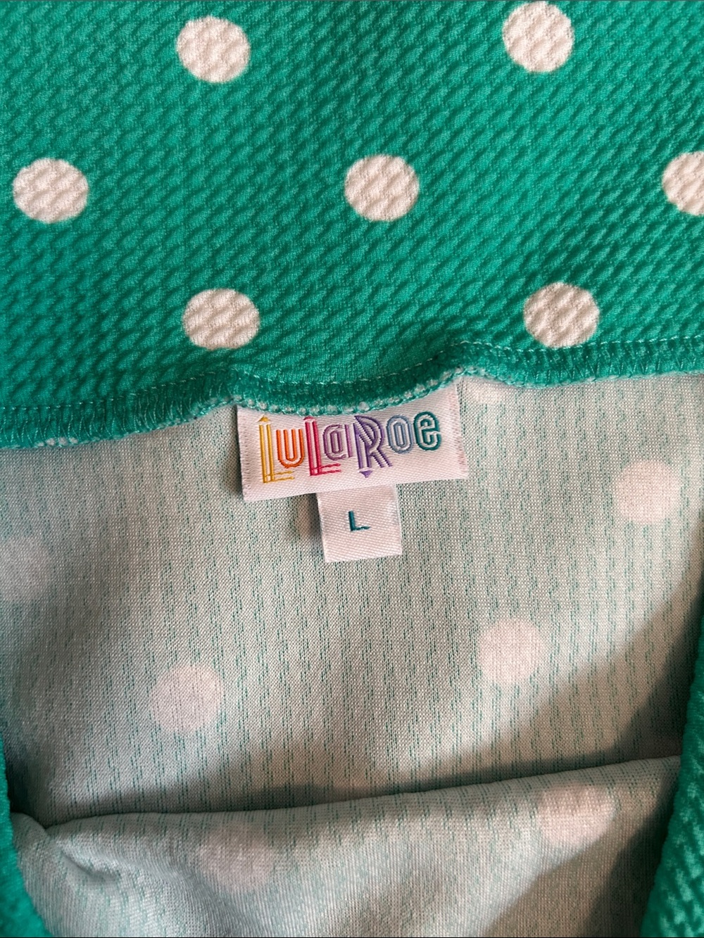 LuLaRoe Teal Green Polka Dot Pencil Skirt - Picture 4 of 4